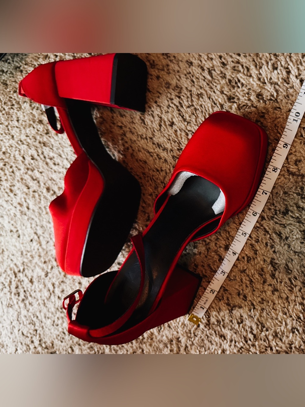 NWOB & Other Stories Red Platform Block Heel Sandals